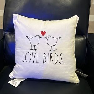 NWT Rae Dunn Love Birds Pillow
